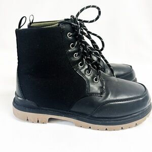 Wonder Nation Black Faux Leather Boots Boys Size 1 Youth